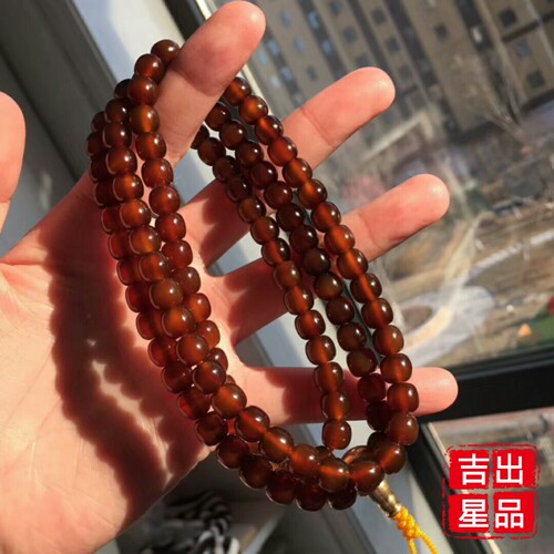 吉星出品 糖沁老型药师手串8mm 药师珠