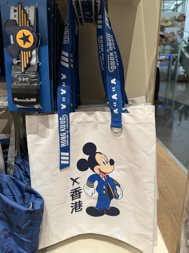 正品香港迪士尼米奇与米妮航空人员系列米奇托特包大容量帆布袋