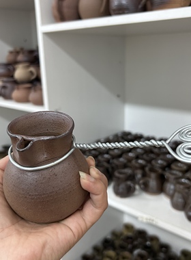 传统手工柴窑土陶熬茶罐成县沙坝尖川龙窑带侧把防烫罐罐茶围炉煮