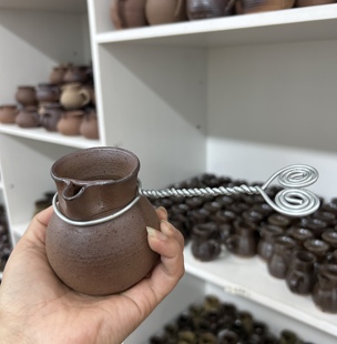 传统手工柴窑土陶熬茶罐成县沙坝尖川龙窑带侧把防烫罐罐茶围炉煮