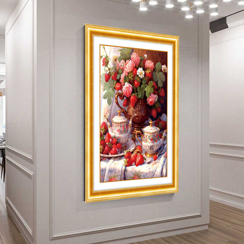 2024年新款大格餐厅线绣简约现代