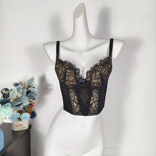 欧美性感鱼骨胸衣高级蕾丝薄款透视美背文胸大胸聚拢塑身内衣