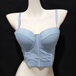 欧美性感大胸塑身鱼骨胸衣带钢圈聚拢一体杯美背文胸薄款 透视内衣