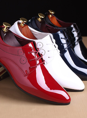 37-50码 特大码48红色尖头47男鞋潮流英伦韩版46发型师新郎皮鞋49