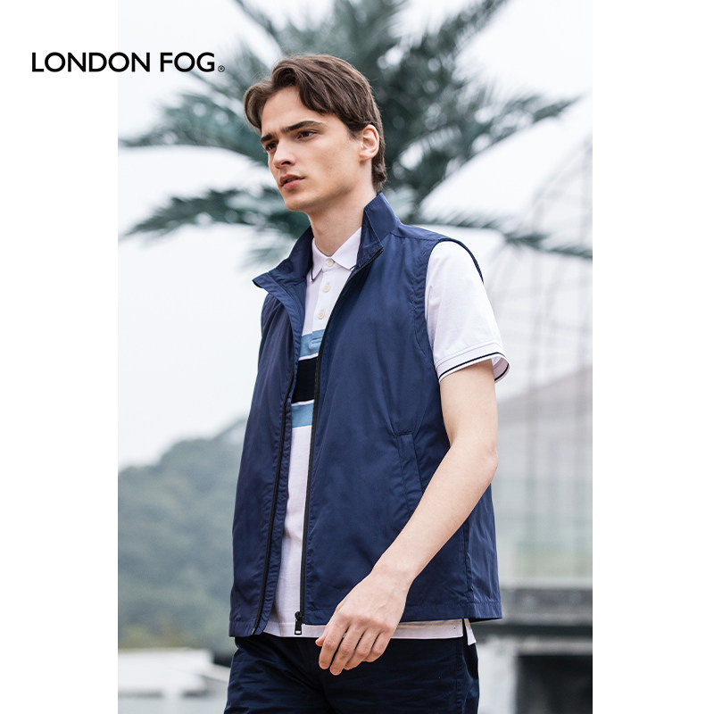 LONDON FOG/伦敦雾专柜正品男士立领马甲斜插袋梭织背心时尚休闲