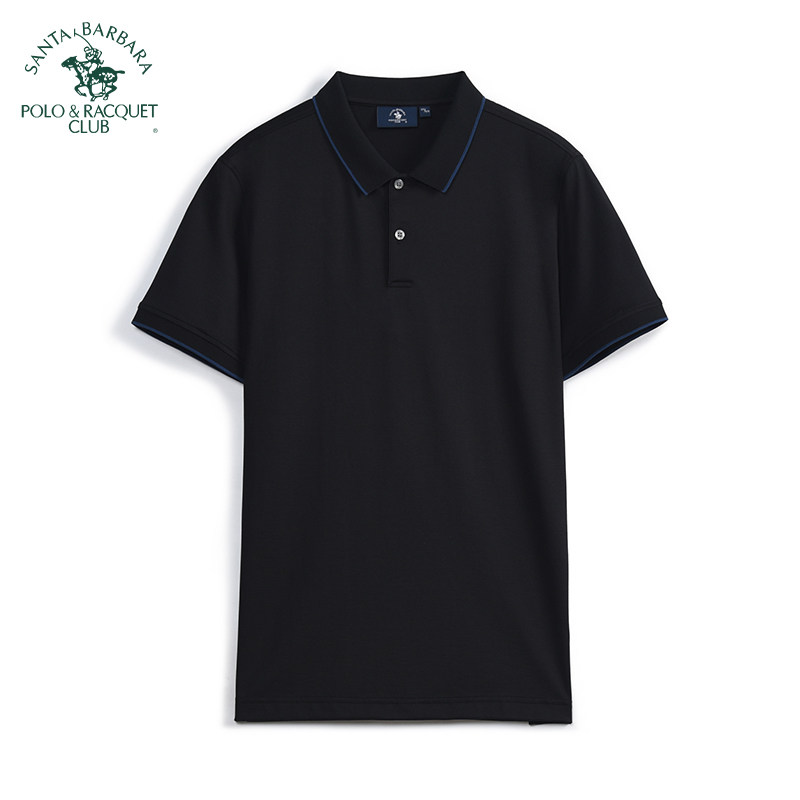 polo/圣大保罗专柜正品男士蚕丝棉短袖t恤撞色边休闲上衣商务经典