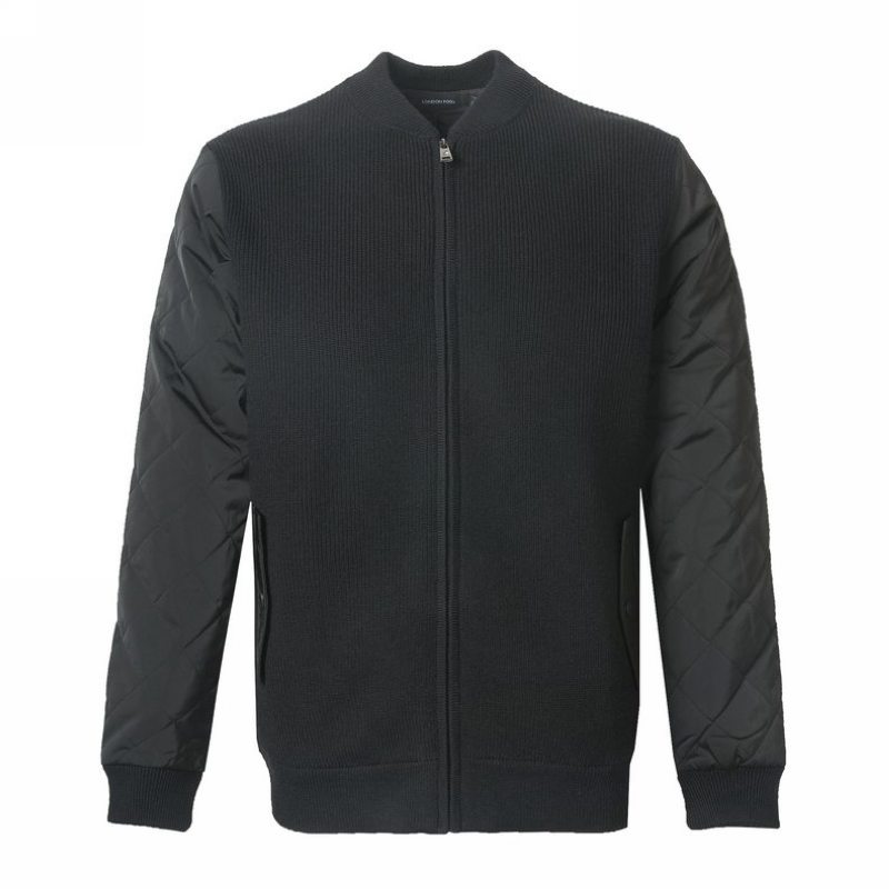 fog秋冬羊毛混纺棒球领针织外套