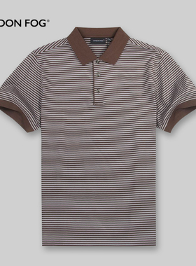 LONDON FOG/伦敦雾专柜正品男装 全棉条纹翻领短袖男T恤LS12KT210
