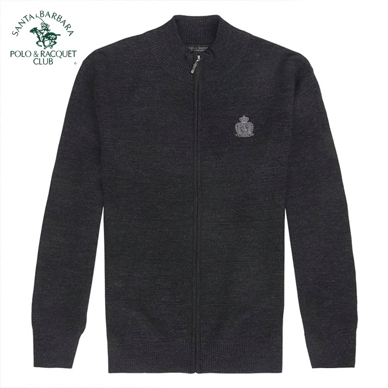POLO/圣大保罗专柜正品男士羊毛衫半高领净色拉链开衫时尚毛衣冬
