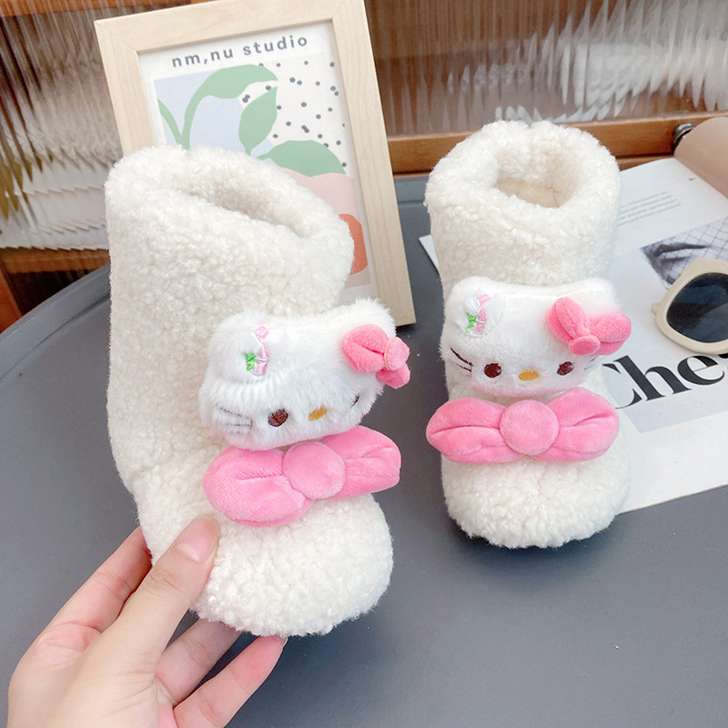 儿童加绒雪地靴冬季新款KT猫棉棉靴