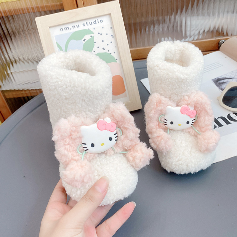 儿童加绒雪地靴冬季新款KT猫棉棉靴