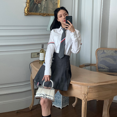 纯棉2022秋季不规则衬衫学院风