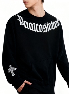 W1156。华棉320克圆领卫衣【白色/黑色M-5XL】P20