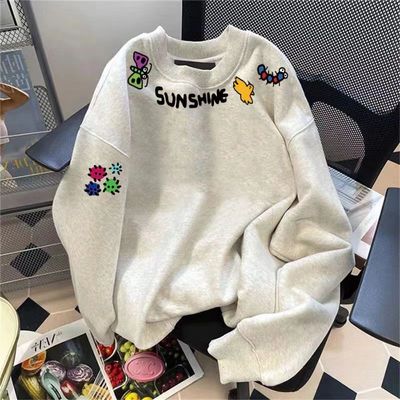 【银狐绒】420g美式重磅情侣款纯棉无帽卫衣男加绒加厚外套高街