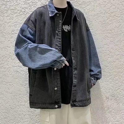 宽松慵懒风外套男港风ins潮牛仔夹克学生情侣春秋工装褂子棒球服