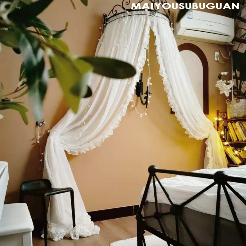 「公主」少女心床幔亚麻纱木耳花边手工制作环保儿童装饰床帘纱