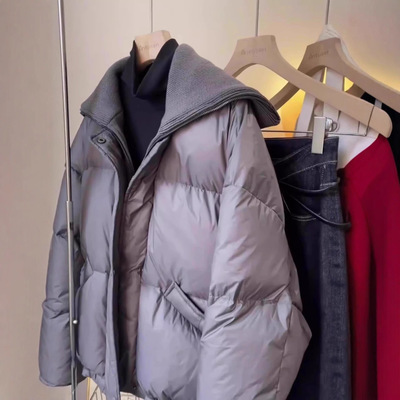 冬季2025新款高级感超好看小香风棉衣小个子灰色羽绒棉服外套女