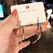 韩国个性 小众设计感耳环气质网红简约金属感冷淡风s925银针耳钉女