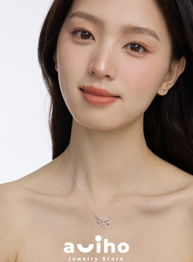 aviho 925纯银超仙气甜美少女星星流苏项链珠锁骨链女颈链