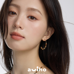 轻奢设计感钉饰品 小众高级感美拉德圈圈耳环法式 aviho 焦糖落日