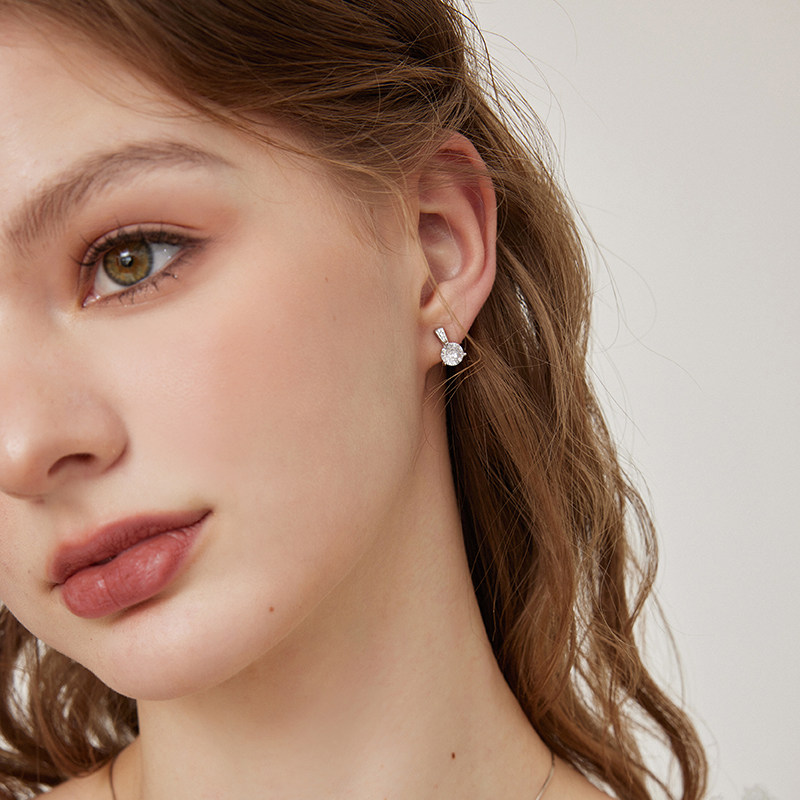 aviho 超闪 S925纯银微镶皓石耳环小众轻奢高级感百搭耳钉耳饰