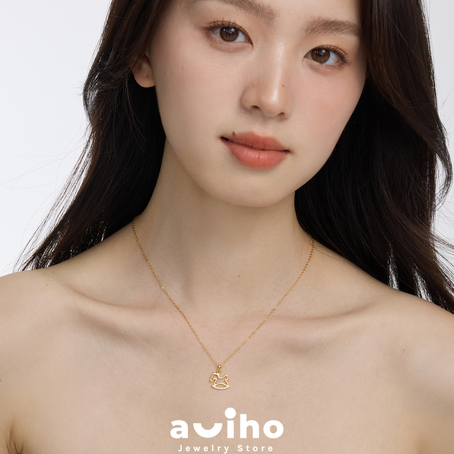 aviho 马上有钱 精致小马吊坠通体925银项链女高级百搭轻奢锁骨链