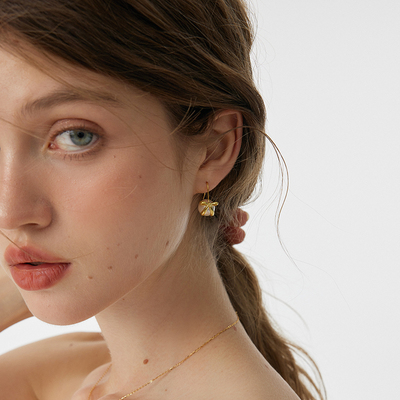 aviho 高级感蝴蝶结珍珠耳钩小众气质简约韩系耳环925银耳饰