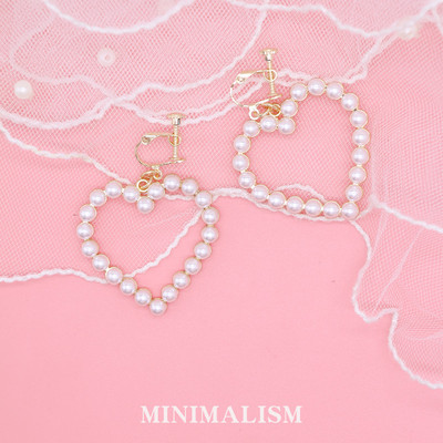 原宿复古几何桃心甜美风珍珠耳环