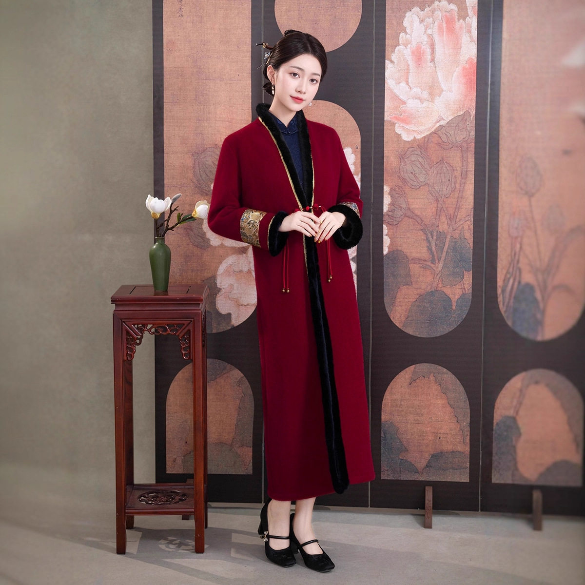 高端喜婆婆旗袍外搭禅意风衣外套女长款2026春秋复古中国风披风