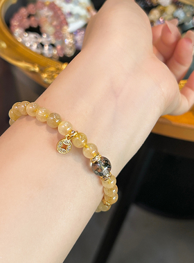 原创天然金发晶绿幽灵合金富贵精致单圈女款手串招财转运饰品手饰