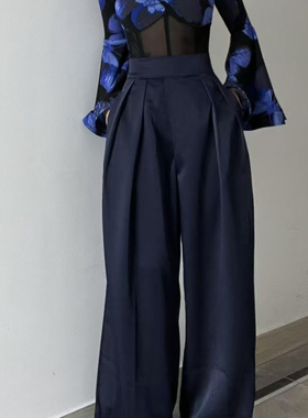 YHA舞服摩登舞裤子女新款高腰夏季女士西裤国标拉丁舞蹈裤阔腿裤