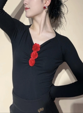 YHA舞服新款摩登舞连体上衣女士长袖软绵高弹拉丁舞表演服练功服