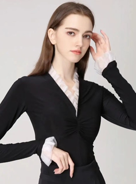 YHA舞服原创设计女士上衣长袖摩舞衣l连体新款拉丁舞练习服赛服
