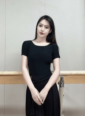 YHA舞服摩登舞连体上衣女士短袖新款高弹透气国标舞拉丁舞练功服