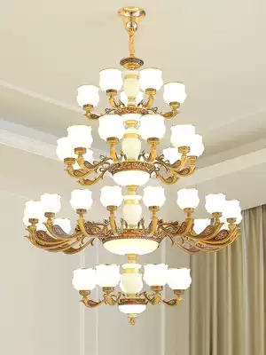 Complex building chandelier new Chinese Jade chandelier building empty house European Villa living room five-story lamps