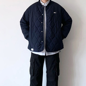 UMSSUSP冬季 复古棒球服棉衣潮流情侣宽松纯色菱格棉服男 美式