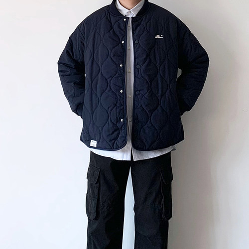 复古纯色菱格棒球服棉衣