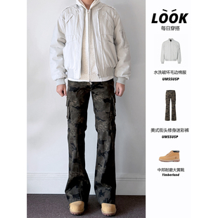 UMSSUSP 破坏重工bomber夹克棉服男痞帅硬汉剪裁设计棉衣外套冬季