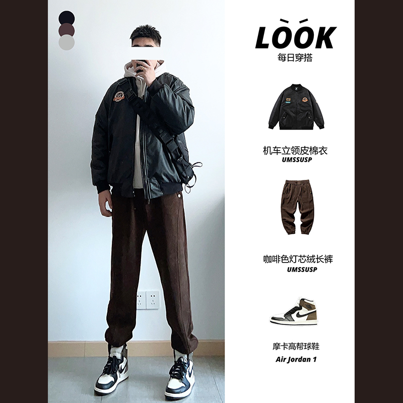 冬季立领PU皮加厚棉服