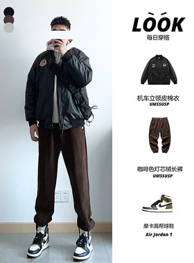 冬季立领PU皮加厚棉服
