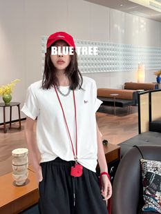t恤女春宽松显瘦百搭全棉舒适潮 卡通刺绣短袖 BLUE TREE2026新年款