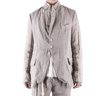外套blazer 西装 Elena Dawson工匠品质进口亚麻肌理麻灰色春秋法式