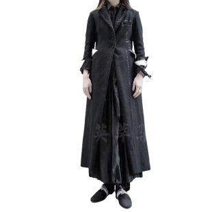 Elena Dawson工匠品质手工缝线趣味高级羊毛无领毛边大衣品控外套