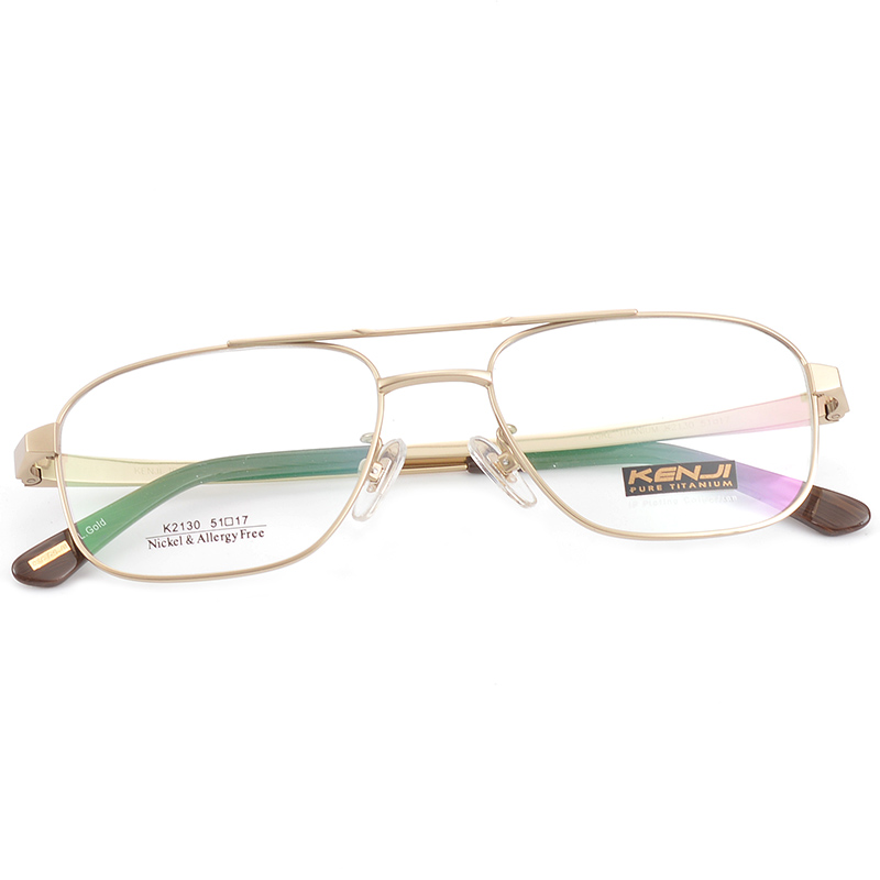 纯钛近视镜双梁钛架防蓝光眼镜老花远视镜金色眼镜框男款轻眼镜架