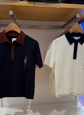 棵米0素家棉莫代尔混纺POLO领针织衫短袖纯色毛衫女484607/485224