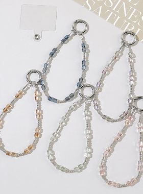 原创手机挂链简约小方糖水晶串珠挂绳通用百搭包包手机ccd挂链