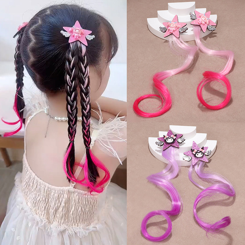 女童甜酷彩色卷发挑染假发发夹