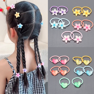 俏萌宝同款 儿童甜美亮晶晶小花朵发圈头绳宝宝扎辫子爱心发绳头饰