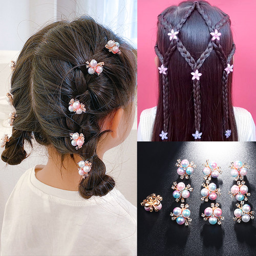 儿童水钻珍珠编发小花扣夹