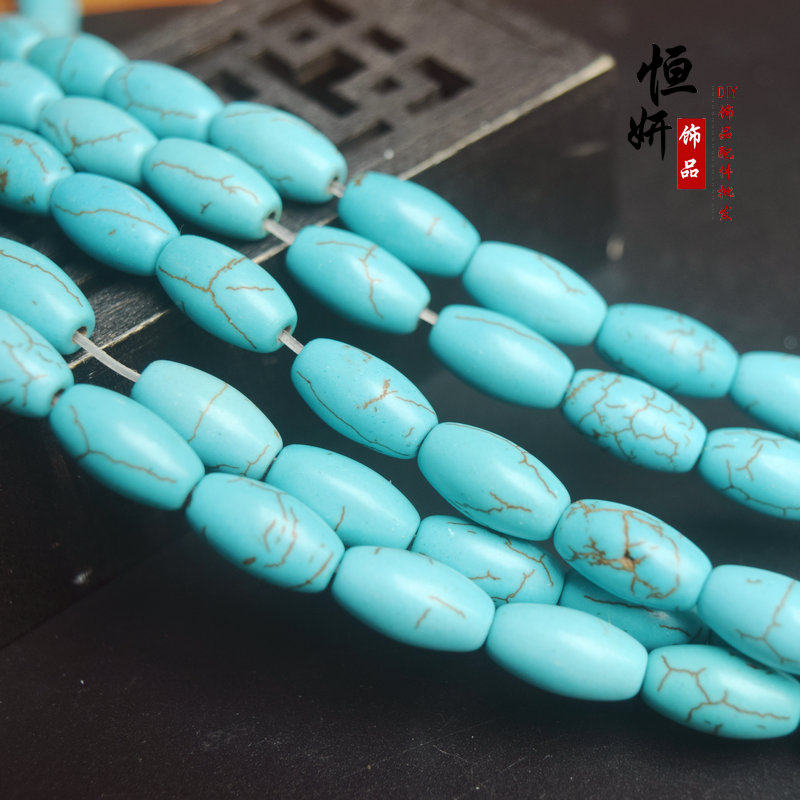 绿松石合成小米珠5*8隔珠米珠桶珠diy散珠项链佛珠材料配件